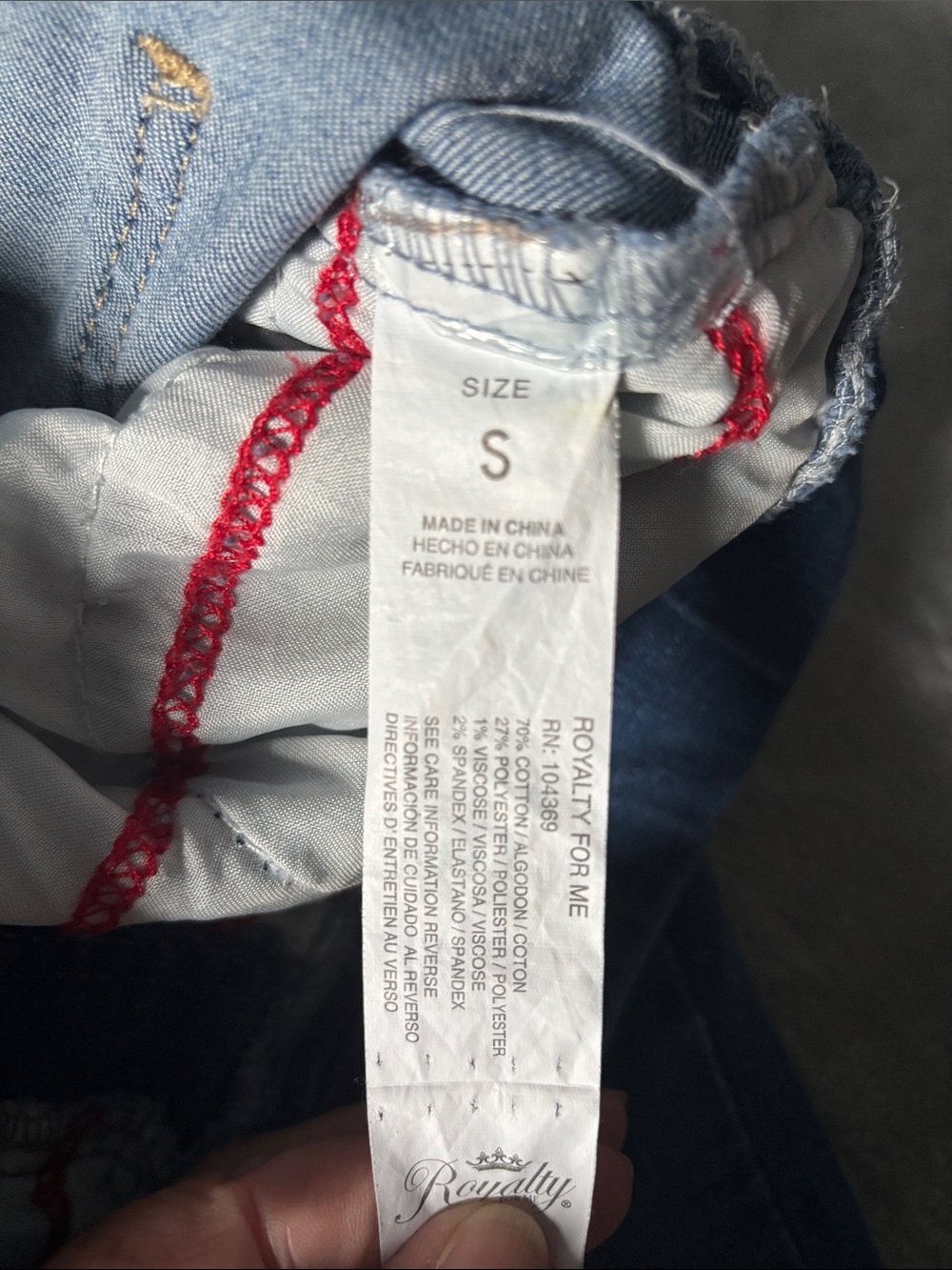Distressed Blue Denim Drawstring Mini Skirt - Picture 7 of 7